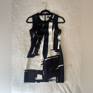 Banana Republic Black White Abstract Printed Sleeveless Sheath Dress Size‎ 00P